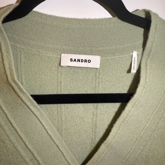 SANDRO Eden V-neck wool-cashmere blend jumper Size 4 - Picture 4 of 11